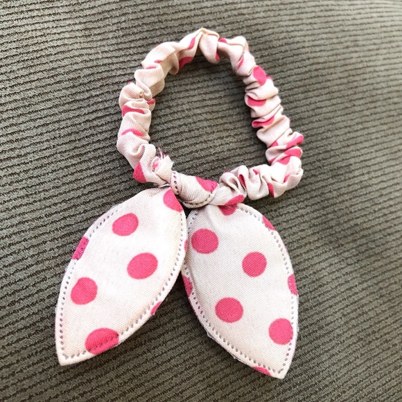 Accessories - ❤️ 5 for $15 Pink & Cream Polka Dot Hair Scrunchy